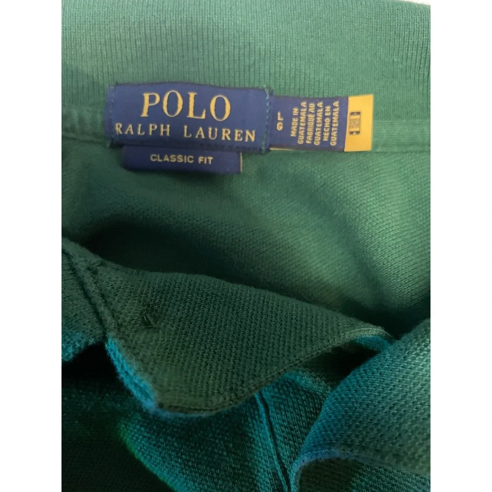 Vintage Polo‎ Ralph Lauren Mens LG  Deep Green Polo Shirt Purple Pony